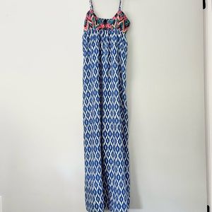 THML Blue and Pink Patterned Maxi Dress